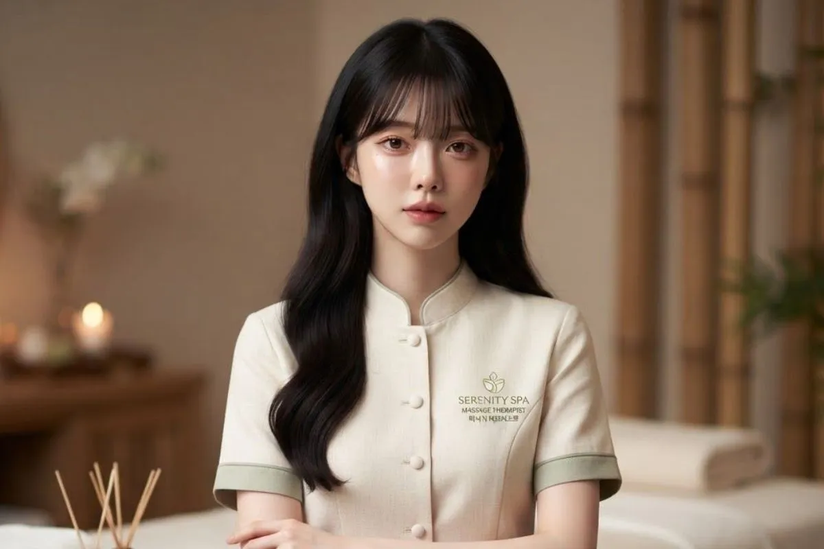 이태원출장마사지 관리사가 게스트하우스 객실에서 심야 코스를 준비하는 모습